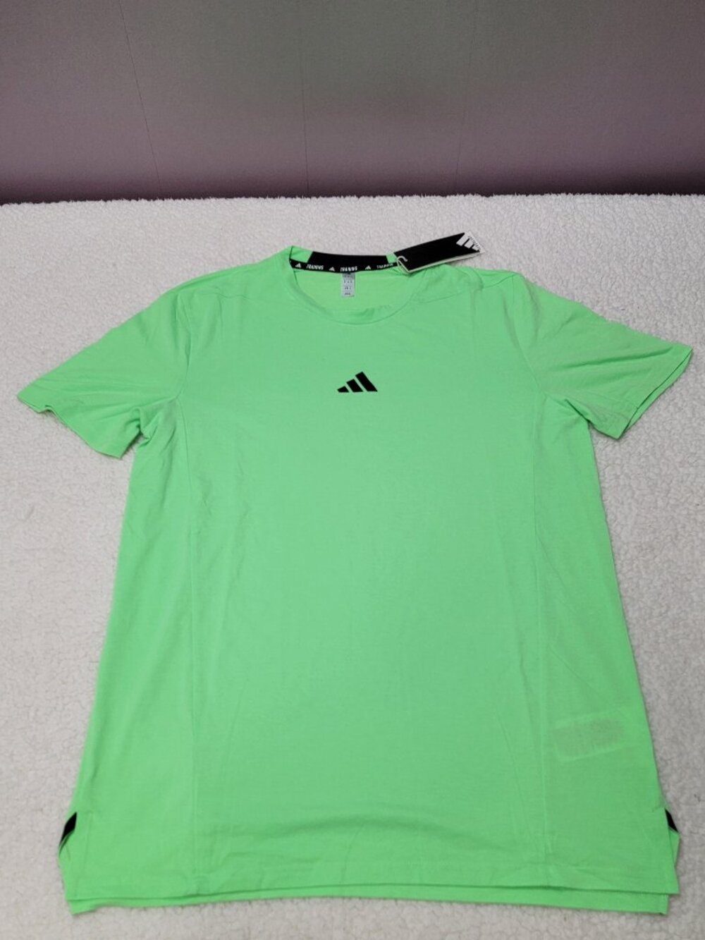 adidas Mens Designed For Training Workout Tee Shirt Lime Green AEROREADY Size M